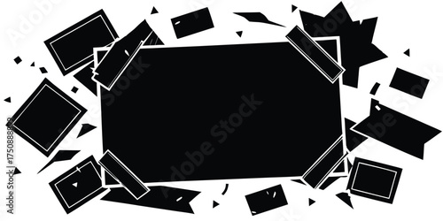 Black and white collage frame elements vector graphic for design projects vector