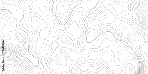 Topographic map background geographic line map with elevation assignments. Modern design with White background with topographic wavy pattern design.Cartography or terrain path concept 