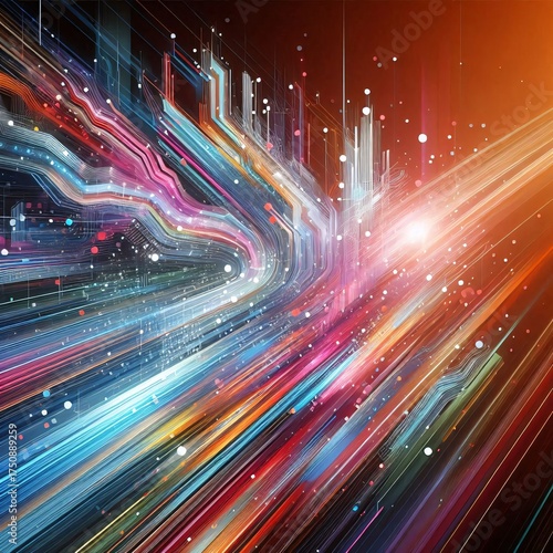 Colorful Lines and Dots Abstract Background