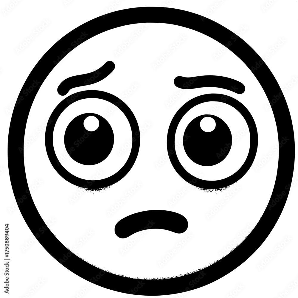 Fototapeta premium Black and White Vector Silhouette of Confused Emoji
