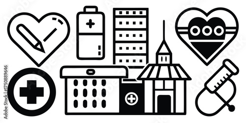 Modern medical icons set vector illustration scalable eps minimalist design healthcare symbols collection vector