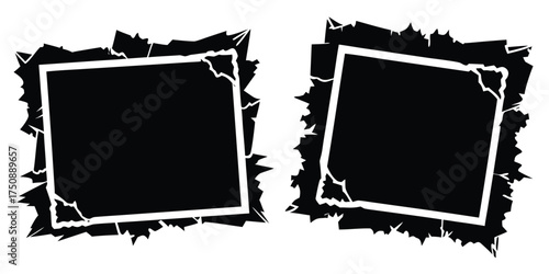 Set of two vintage torn paper photo frames vector illustration scalable eps graphic design elements vector