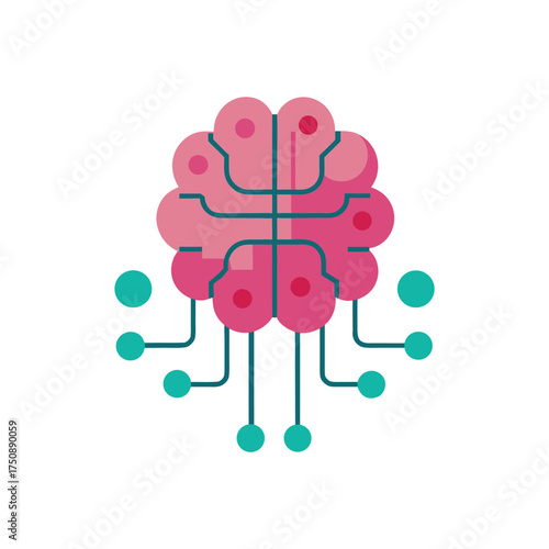 Stylized brain with connected nodes, representing artificial intelligence and neural networks