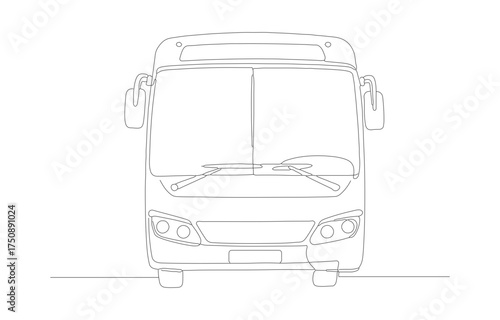 Simple Line Drawing Bus Front View Transportation Vehicle Illustration