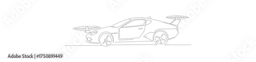 Line Art Detailed Coupe Car Side View Elegant Outline Illustration