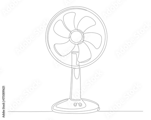Minimalist Line Art Table Top Fan Appliance Home Object Illustration
