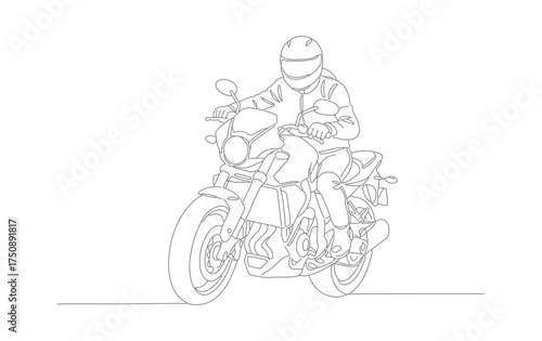 Minimalist Line Art Motorcycle Rider Silhouette Speed Adventure Illustration