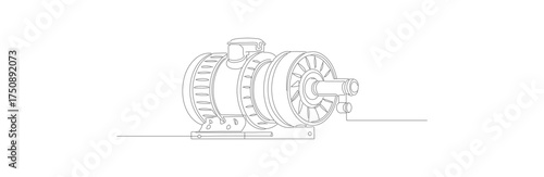 Minimalist Continuous Line Art of Industrial Air Compressor Equipment