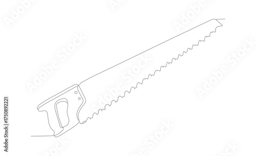 Outline Simple Handdrawn Saw Blade Instrument for Carpentry and Woodworking
