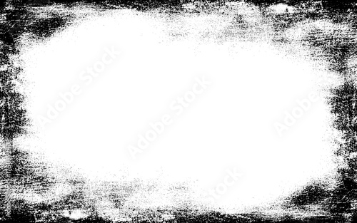 Solid black border frames in grunge style. Hand drawing ink brush strokes of abstract rectangles with space for text. 