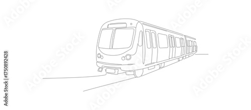 Minimalist Line Art Subway Train Illustration Public Transportation System