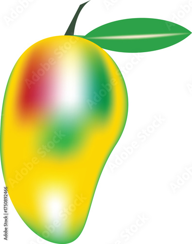 Illustration of a ripe mango isolated on white background in adobe illustrator