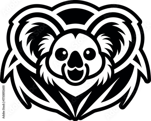 Glyph style icon showing a wild koala bear
