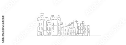 Continuous Line Drawing of Grand European Style Architecture Building Landmark
