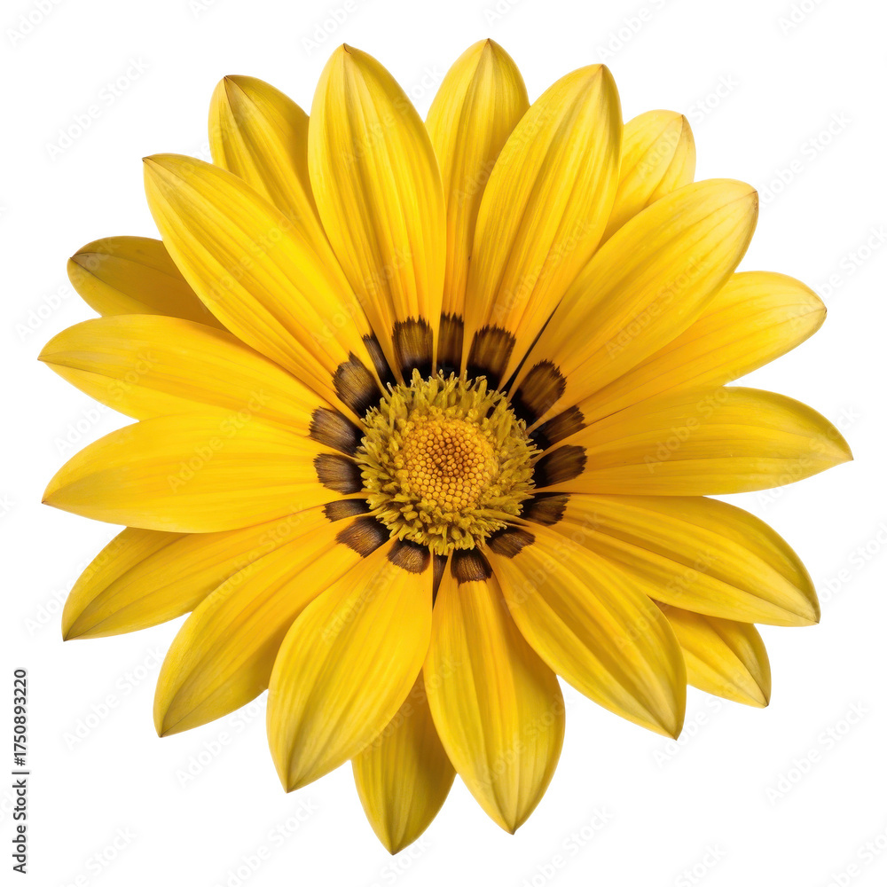 Obraz premium Bright yellow gazania flower isolated on transparent background