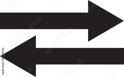Two Opposite Arrows Icon – Straight Opposite Direction Pointers Symbol