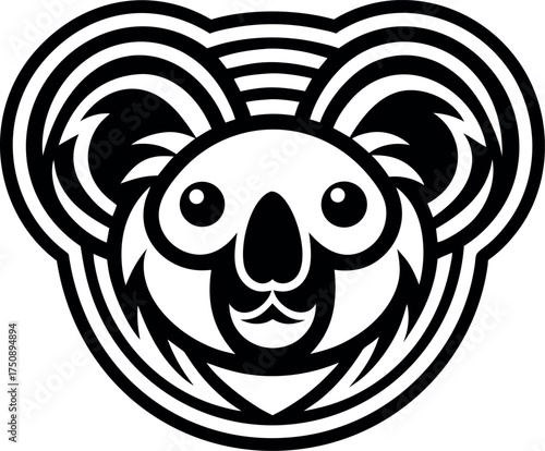 A glyph style icon of a koala logo
