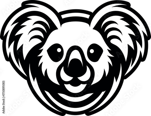 A glyph style icon of a koala logo

