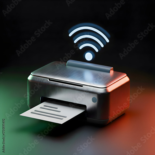 Wi-Fi Printer Printing a Document