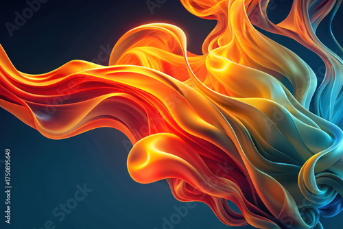 Wallpaper Mural This dynamic and abstract composition showcases flowing forms in vibrant colors ranging from orange to blue, creating a sense of the energy and movement of fire Torontodigital.ca