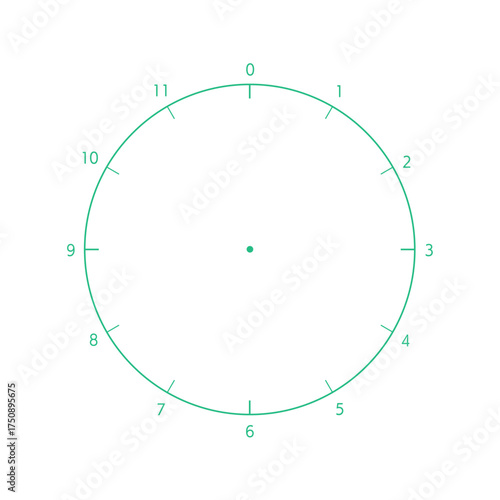 0-11の数字付きのアナログ時計のような形のテンプレート - 半日･12時間のログや円グラフの素材
