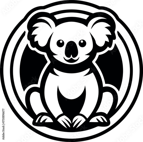 A glyph style icon of a koala logo
