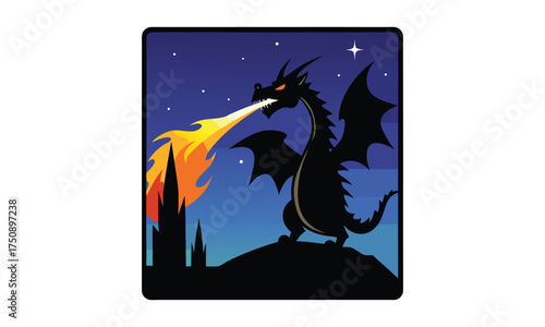 Black Dragon in Dark Night