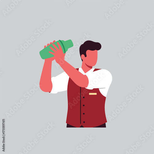Bartender in uniform shakes cocktail