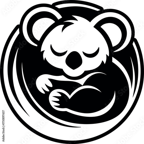 A glyph style icon of a koala logo
