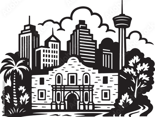 San Antonio Silhouette Vector