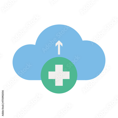 Cloud Health Symbol with  Cross Emblem