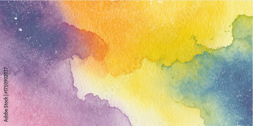 Colorful Watercolor Abstract Background – Yellow Purple Blue Artistic Texture Design Bright colorful watercolor stains vector design 