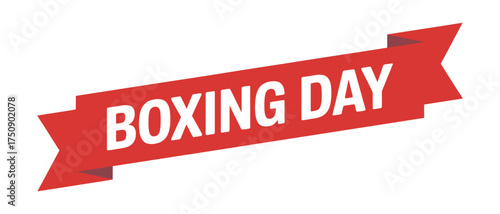 Boxing Day Sale Red Ribbon Banner, vector illustration