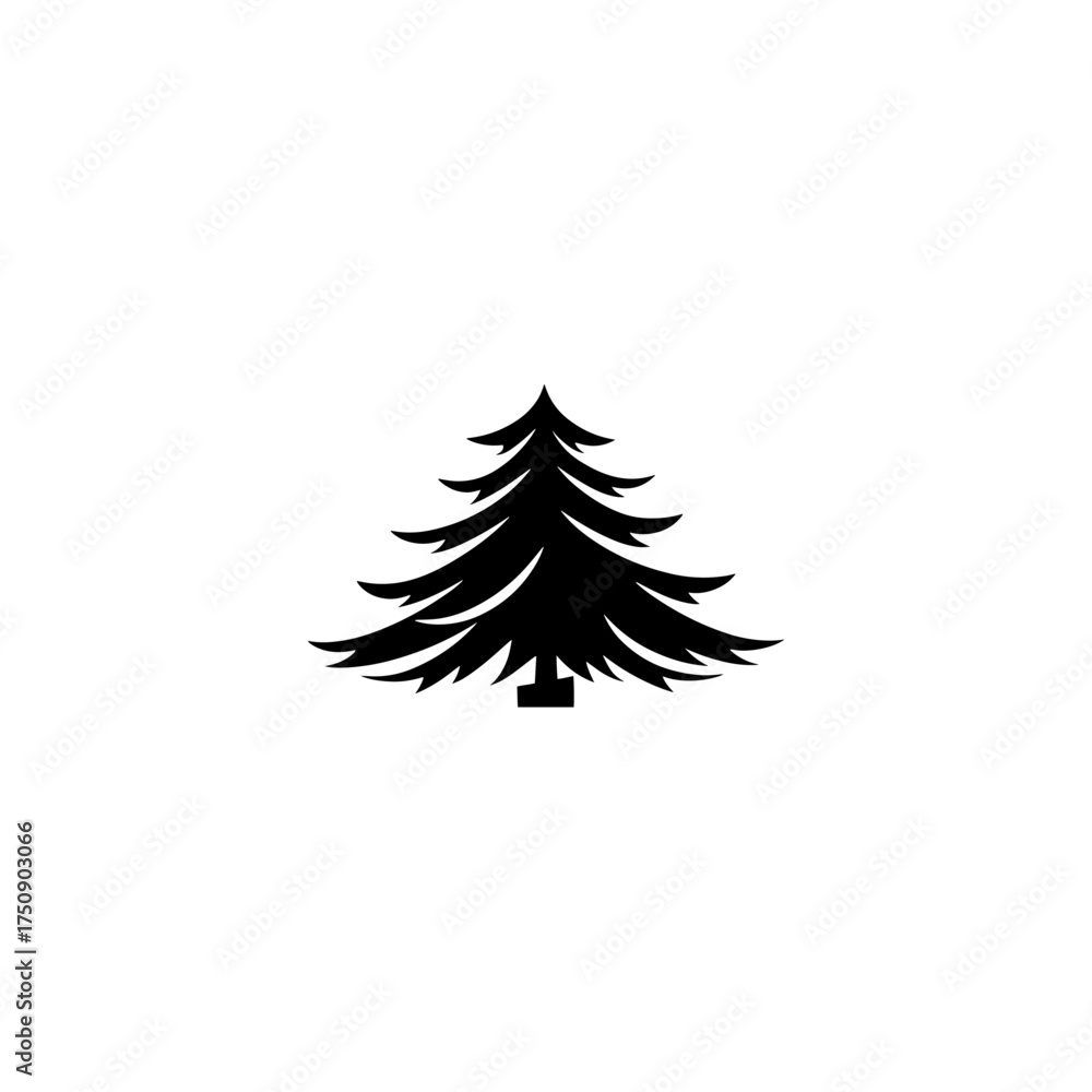 Obraz premium Dark silhouette of Christmas tree isolated on transparent background