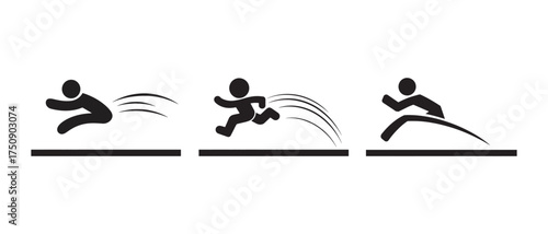Long Jump and Broad Jump Sport Event Icon Set, vector illustration