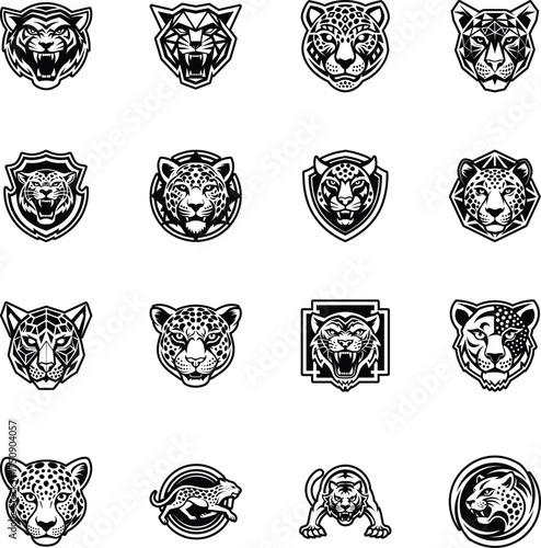 Collection of Glyph Style Leopard Logos

