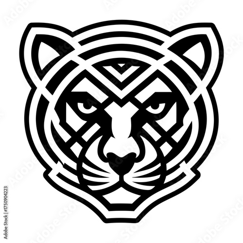 A solid style icon depicting a tiger symbol