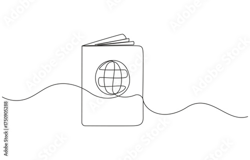Continuous Line Drawing of Passport Icon. Hand Drawn Symbol Vector Illustration, Continuous Line Drawing of Visa Applications Icon. Single Line Vector Illustration, Passport Icon Design with minimal