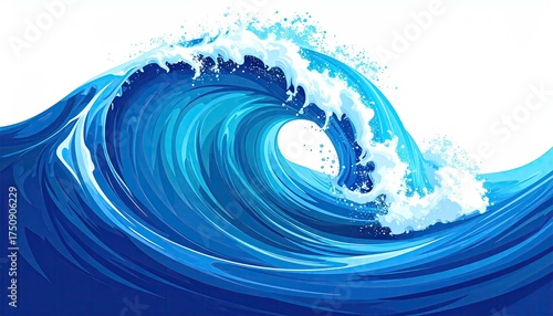 Ocean Wave Pixel Art: Blue Water Crashing