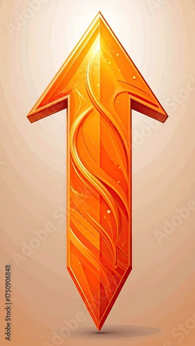 Orange 3D Arrow with Intricate Design