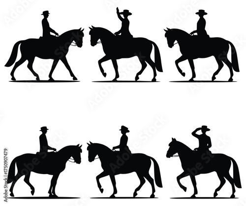 Silhouette of Horse Riders in Action: A series of captivating silhouettes depicting riders gracefully maneuvering their horses.