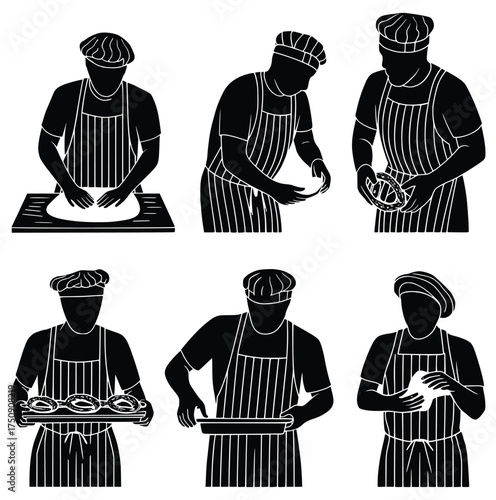 Bakers at Work: A silhouette collection that unveils the art of baking. Envision the step-by-step process as a dedicated baker carefully crafts bread and pastries.