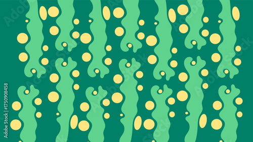 abstract green background with circles and carbonated drink effect