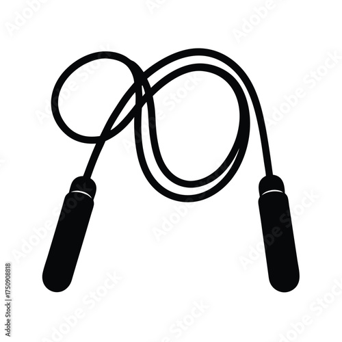 Jump rope fitness training equipment silhouette  