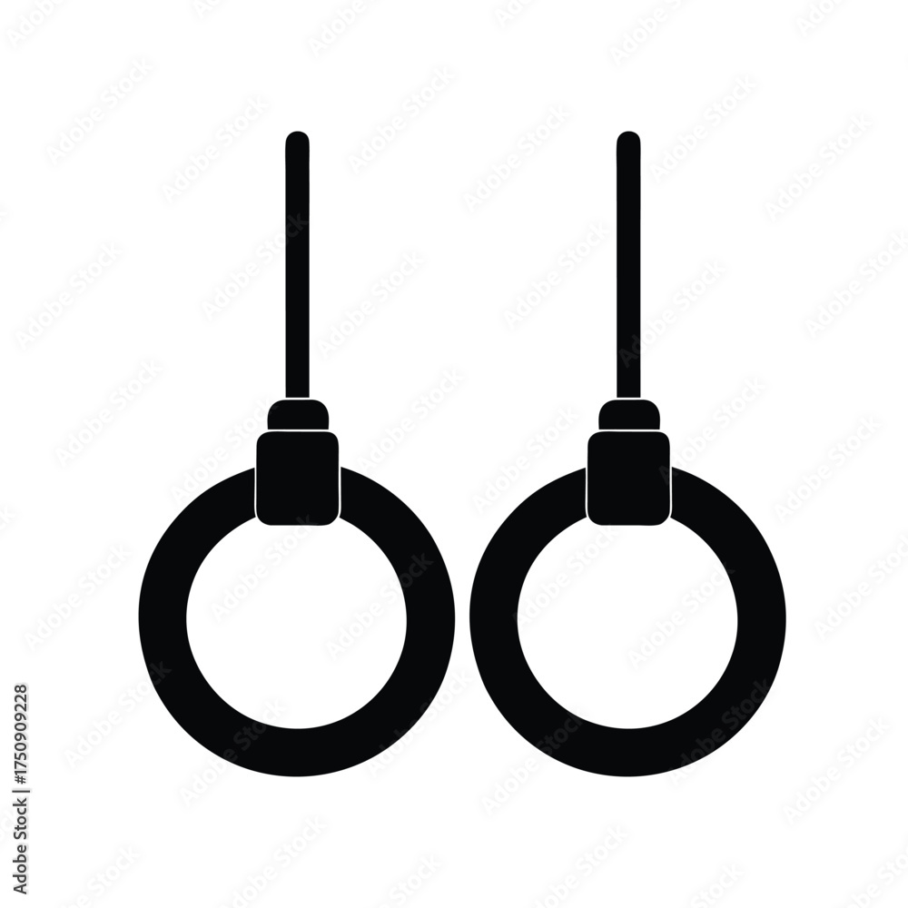 Naklejka premium Gym rings pair workout equipment silhouette