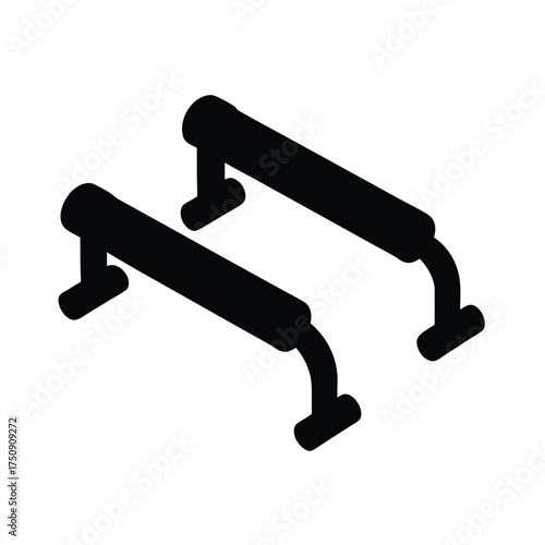 Push up bars pair gym equipment silhouette  