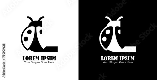 L letter logo design combined with ladybugs