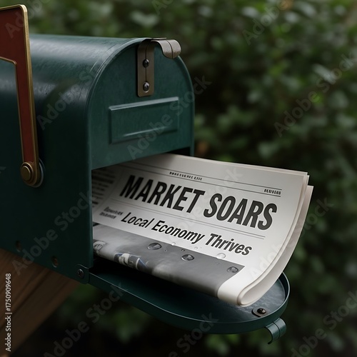 Market Soars - A Newspaper Headline in a Mailbox.