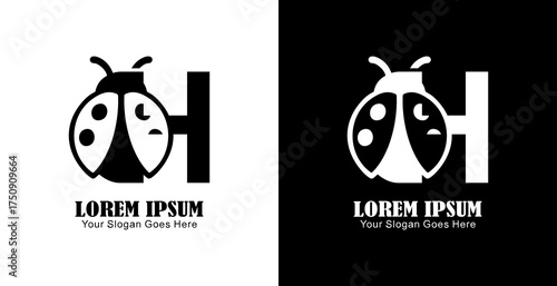 H letter logo design combined with ladybugs
