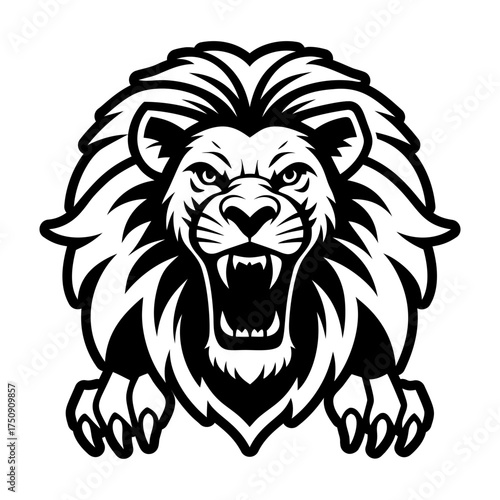 A glyph style icon showing a lion logo